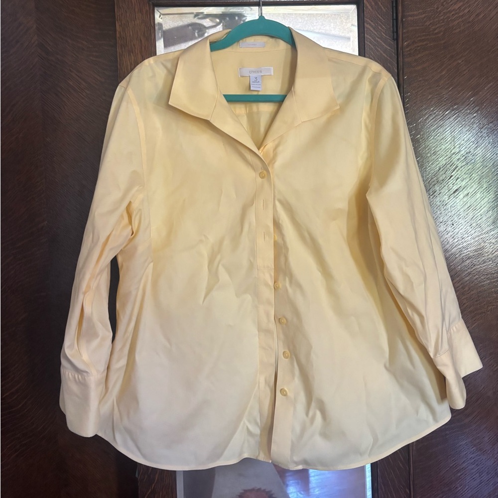 CHICO’S  butter yellow button down shirt